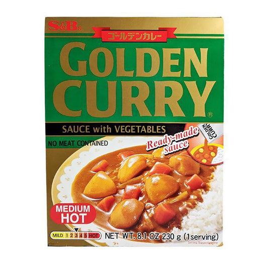 Front graphic image of S&B Golden Curry Sauce with Vegetables - Medium Hot 8.1oz