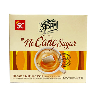 Front graphic image of SC 3:15PM No Cane Sugar Roasted Milk Tea 2 in 1 4.23oz - 3点1刻 就要少吃糖 二合一经典炭烧奶茶 4.23oz