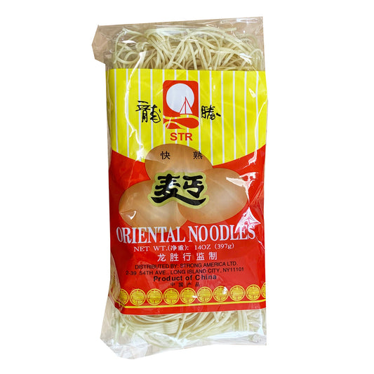 Front graphic image of STR Oriental Egg Noodle 14oz