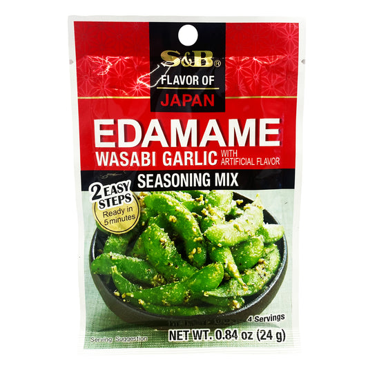 Front graphic image of S&B Edamame Wasabi Garlic Seasoning Mix 0.84oz (24g)