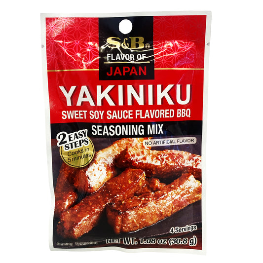Front graphic image of S&B Yakiniku Sweet Soy Sauce Bbq Seasoning Mix 1.08oz (30.8g)