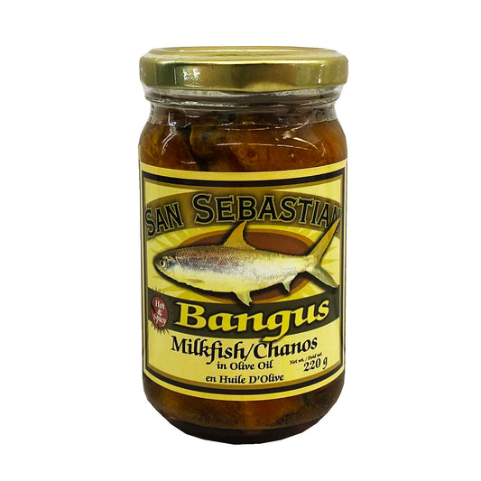 Front graphic image of San Sebastian Bangus In Olive Oil - Hot & Spicy 8oz