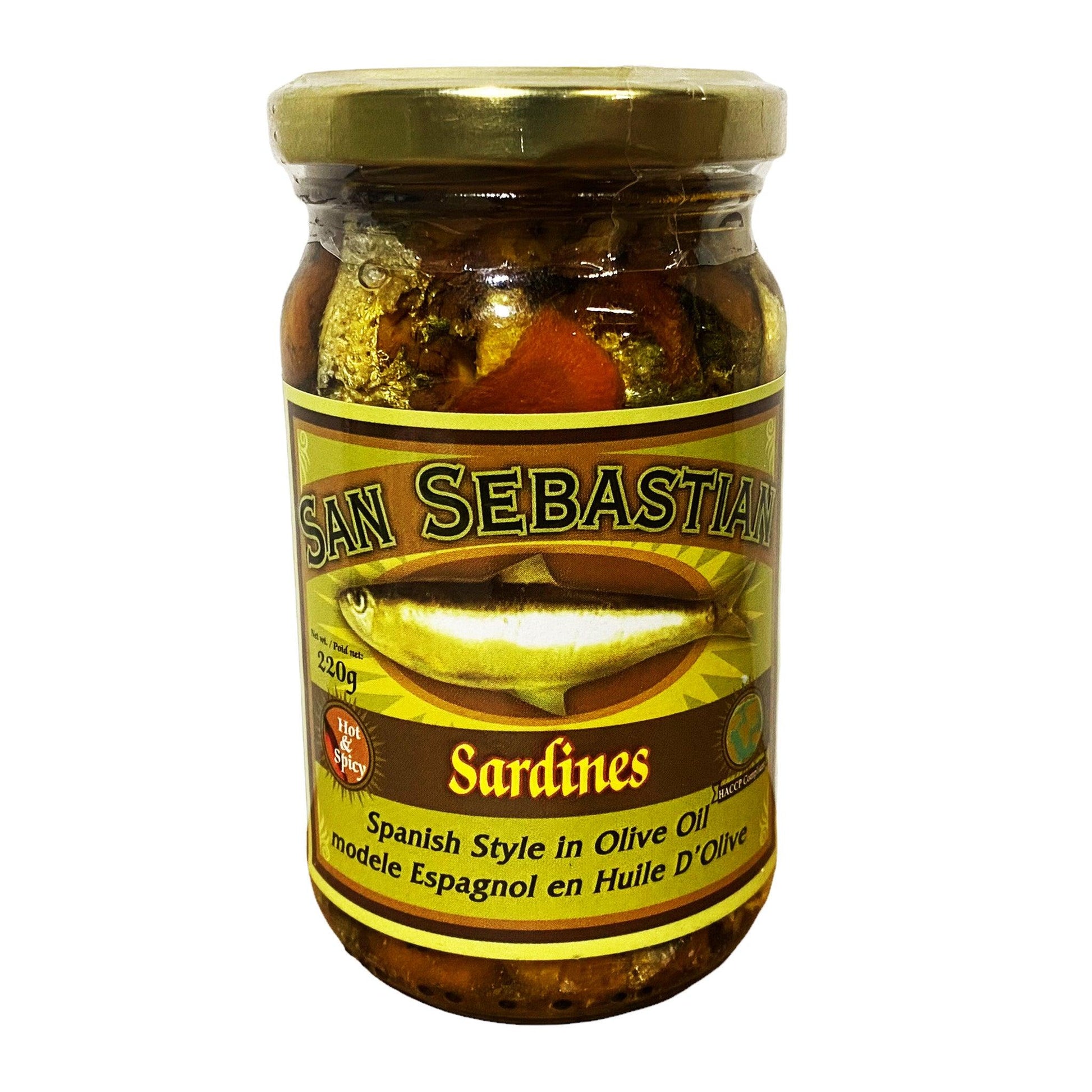 Front graphic image of San Sebastian Spanish Sardines In Olive Oil - Hot & Spicy 8oz