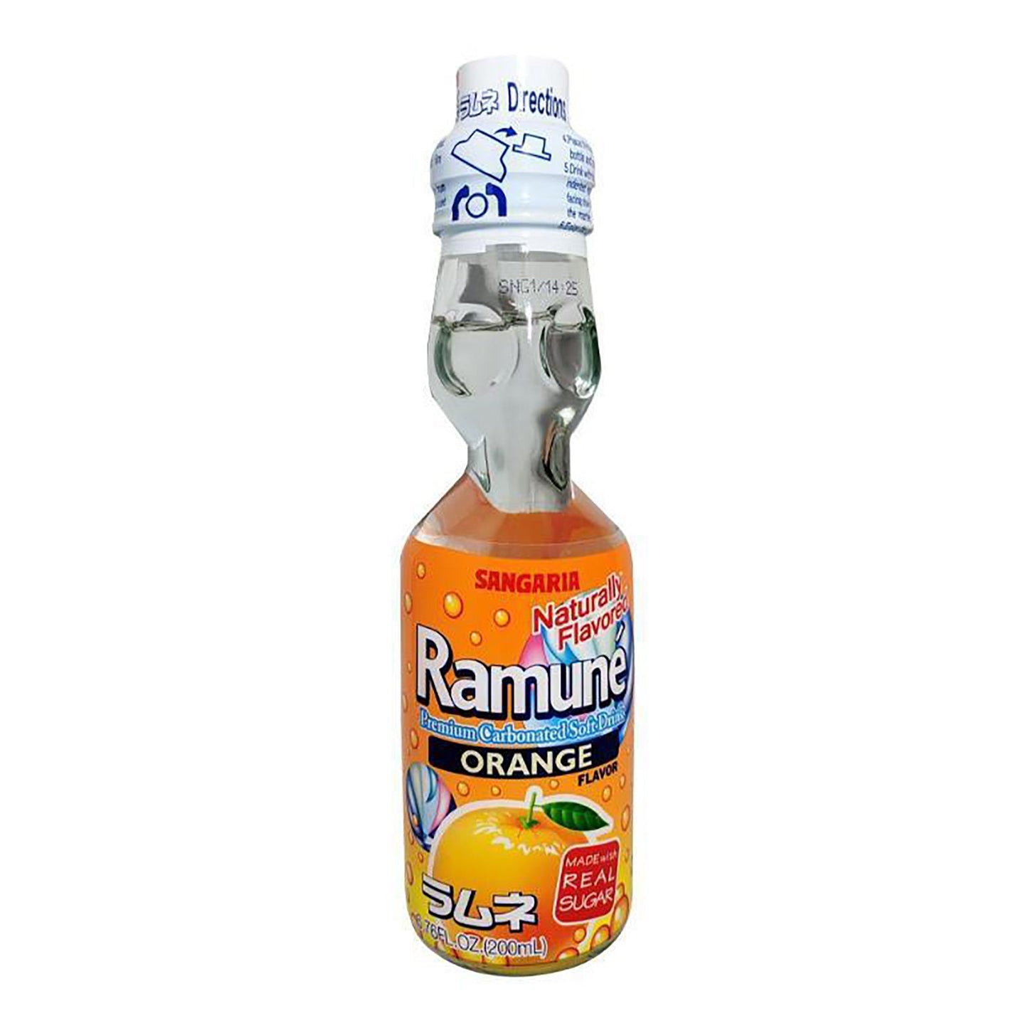 Front graphic image of Sangaria Ramune - Orange Flavor 6.76oz