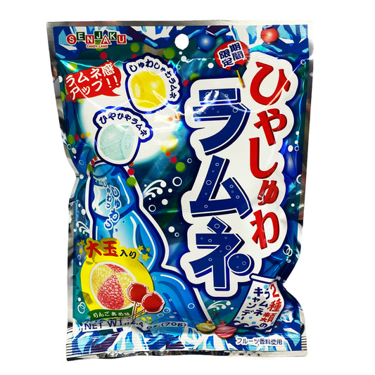 Front graphic image of Senjaku Ramune Flavored Cool Soda Candy 2.4oz (70g)