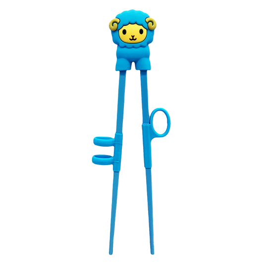 Front graphic view of Sheep Training Chopsticks - Blue 8.5 Inches
