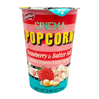 Front graphic image of Shirakiku Cinema Popcorn - Strawberry & Butter Flavor 2.46oz (70g)