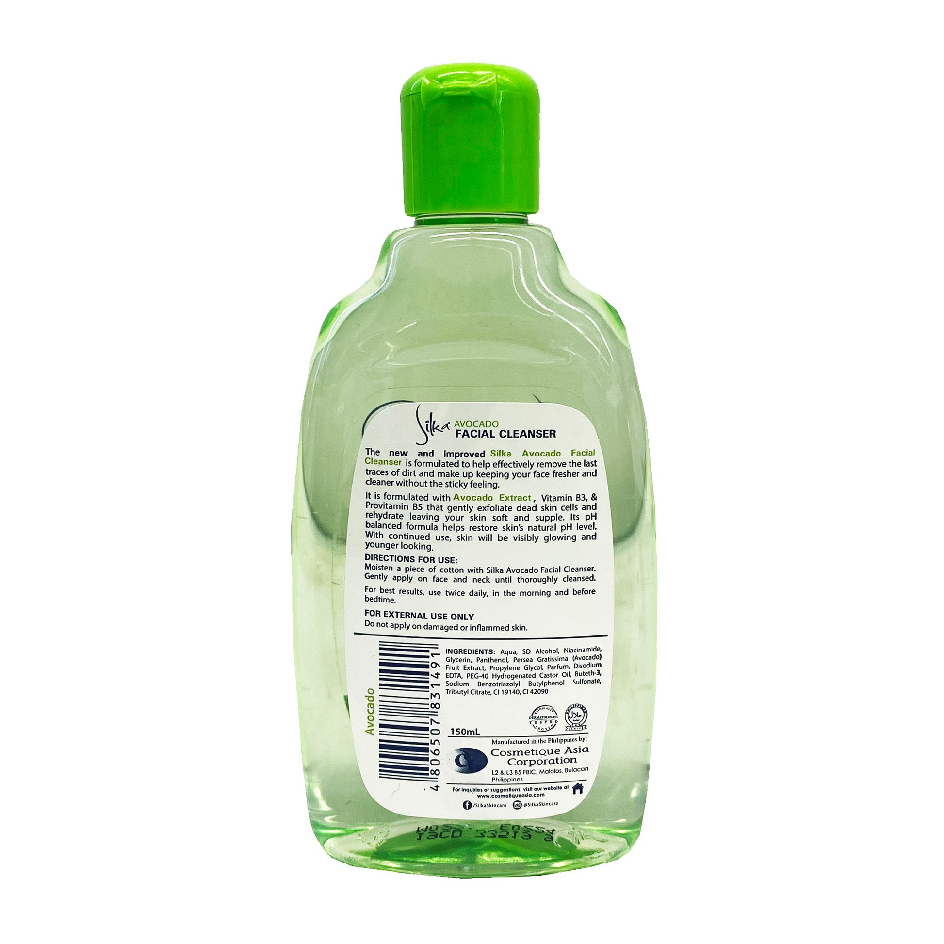 Back graphic view of Silka Facial Cleanser - Avocado 5.07oz
