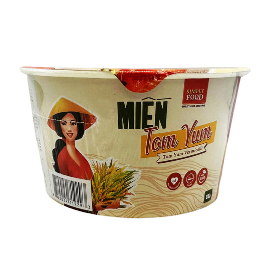 Front graphic image of Simply Food Instant Glass Noodles Bowl - Tom Yum Flavor 1.94oz (55g)