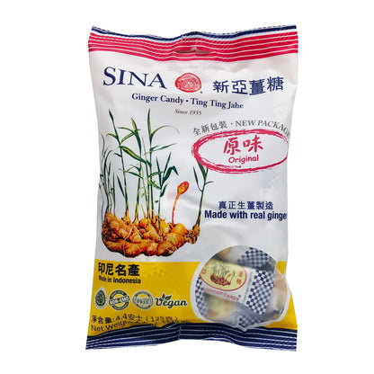 Front graphic image of Sina Ginger Candy 4.4oz