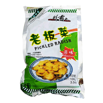 Front graphic image of Spicy King Pickled Radish Original Flavor 3.5oz