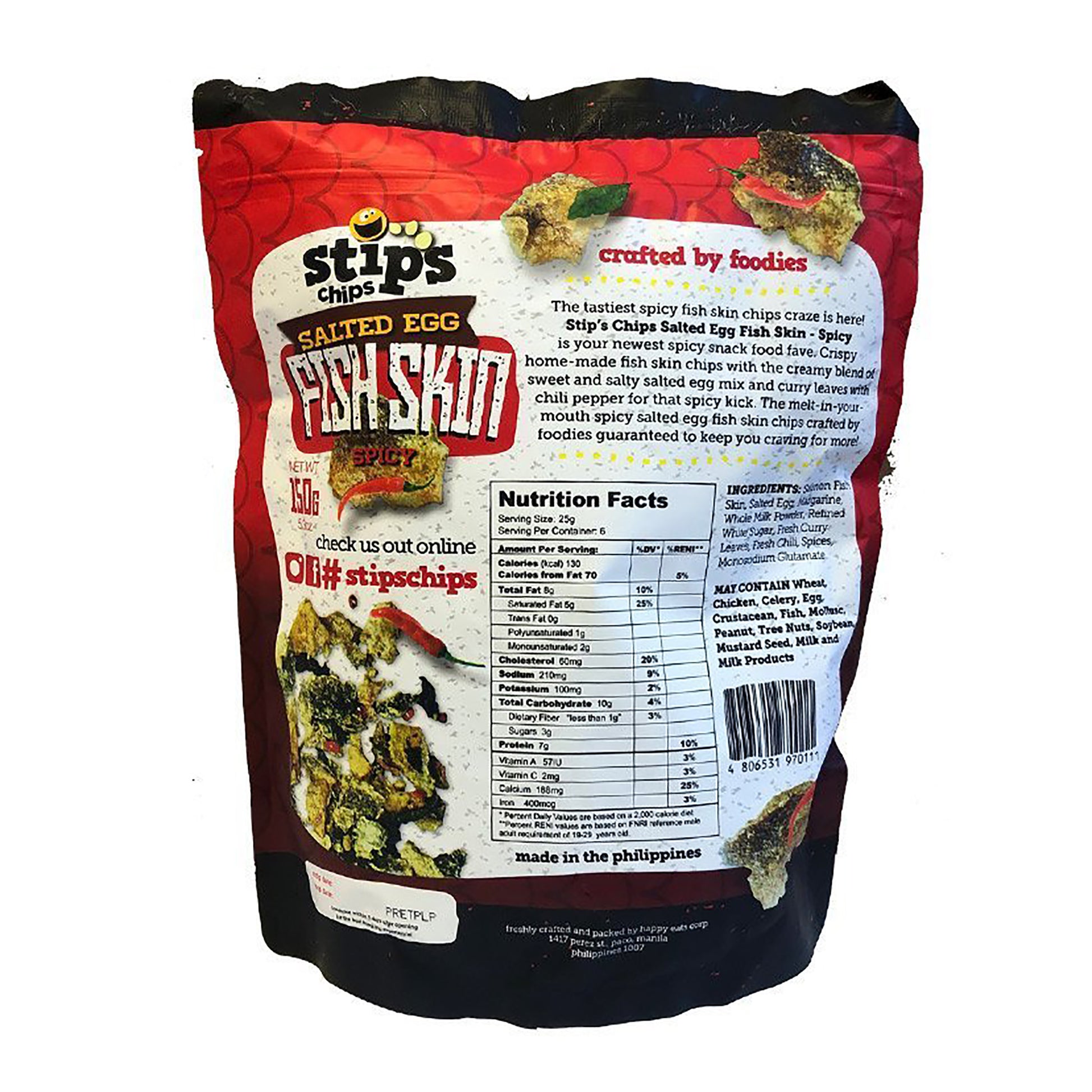 Back graphic image of Stips Salted Egg Fish Skin - Spicy 5.29oz