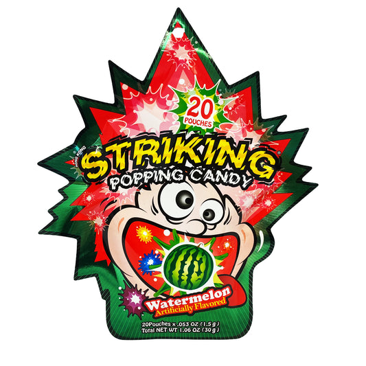 Front graphic image of Striking Popping Candy - Watermelon Flavor 1.06oz (30g)