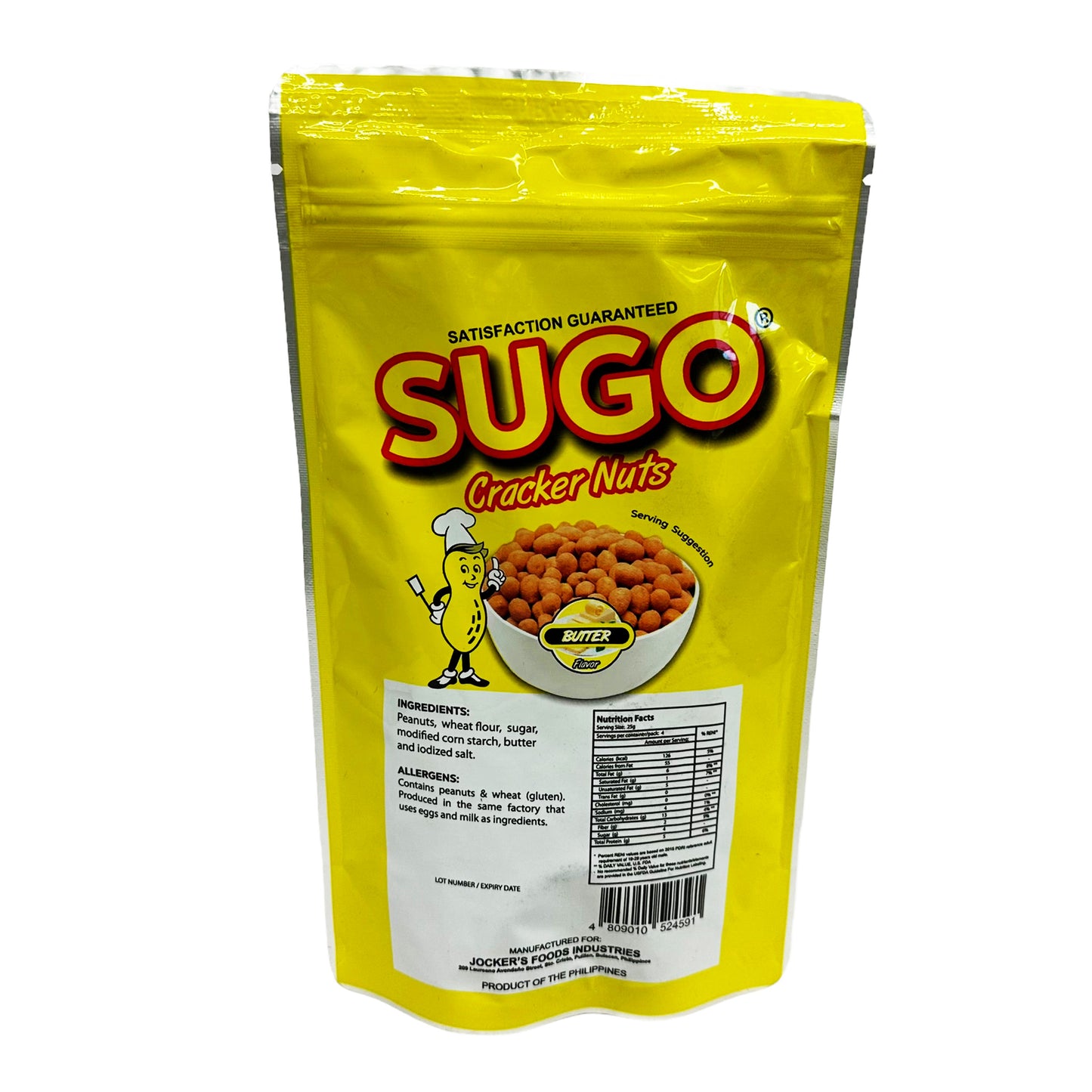 Back graphic image of Sugo Cracker Nuts - Butter Flavor 3.53oz (100g)
