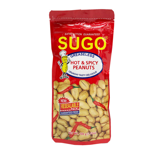Front graphic image of Sugo Salted Peanuts Spicy Flavor 3.53oz