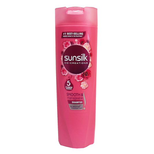 Front graphic view of Sunsilk Smooth and Manageable Shampoo (Pink) 6.08oz