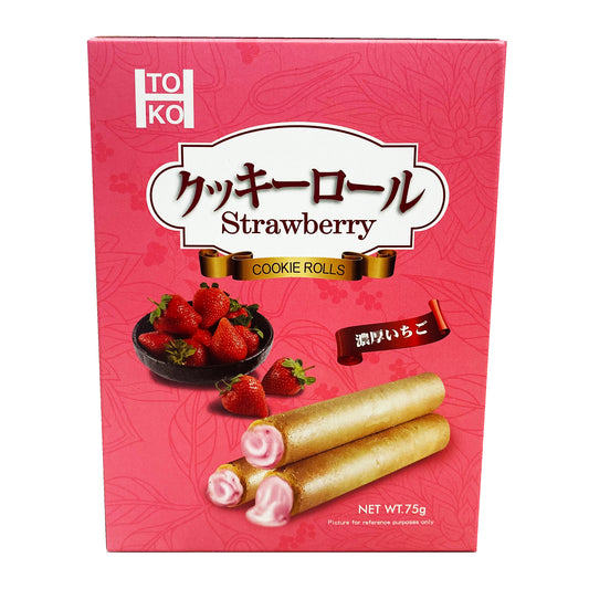 Front graphic image of TOKO Cookie Rolls - Strawberry Flavor 2.64oz (75g)