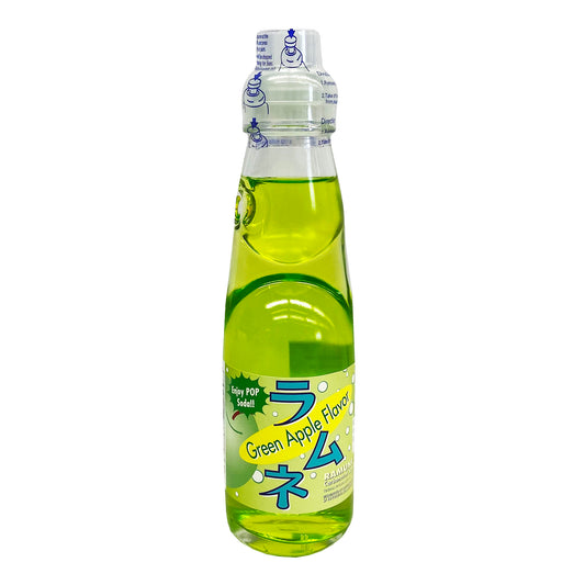 Front graphic image of TOKO Ramune Fuji Soda - Green Apple Flavor 6.75oz (200ml)