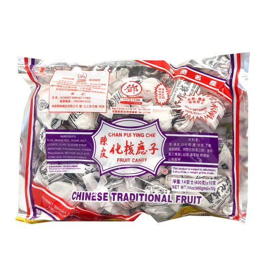 Front graphic image of Tang Hoi Kee Chan Pui Ying Che Fruit Candy 14oz
