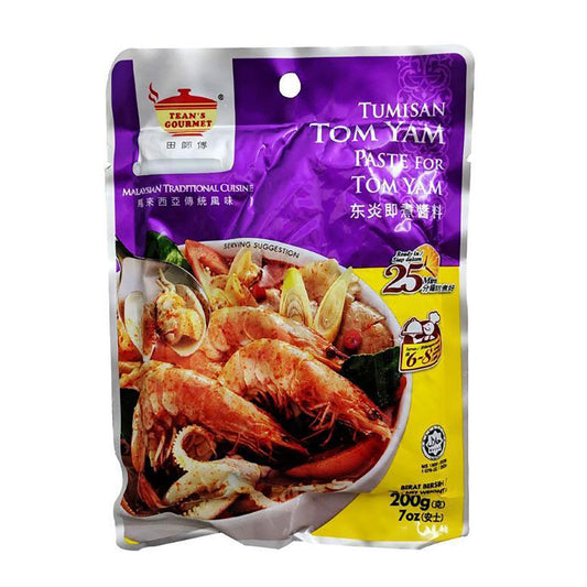 Front graphic image of Tean's Gourmet Paste - Tom Yam 7oz