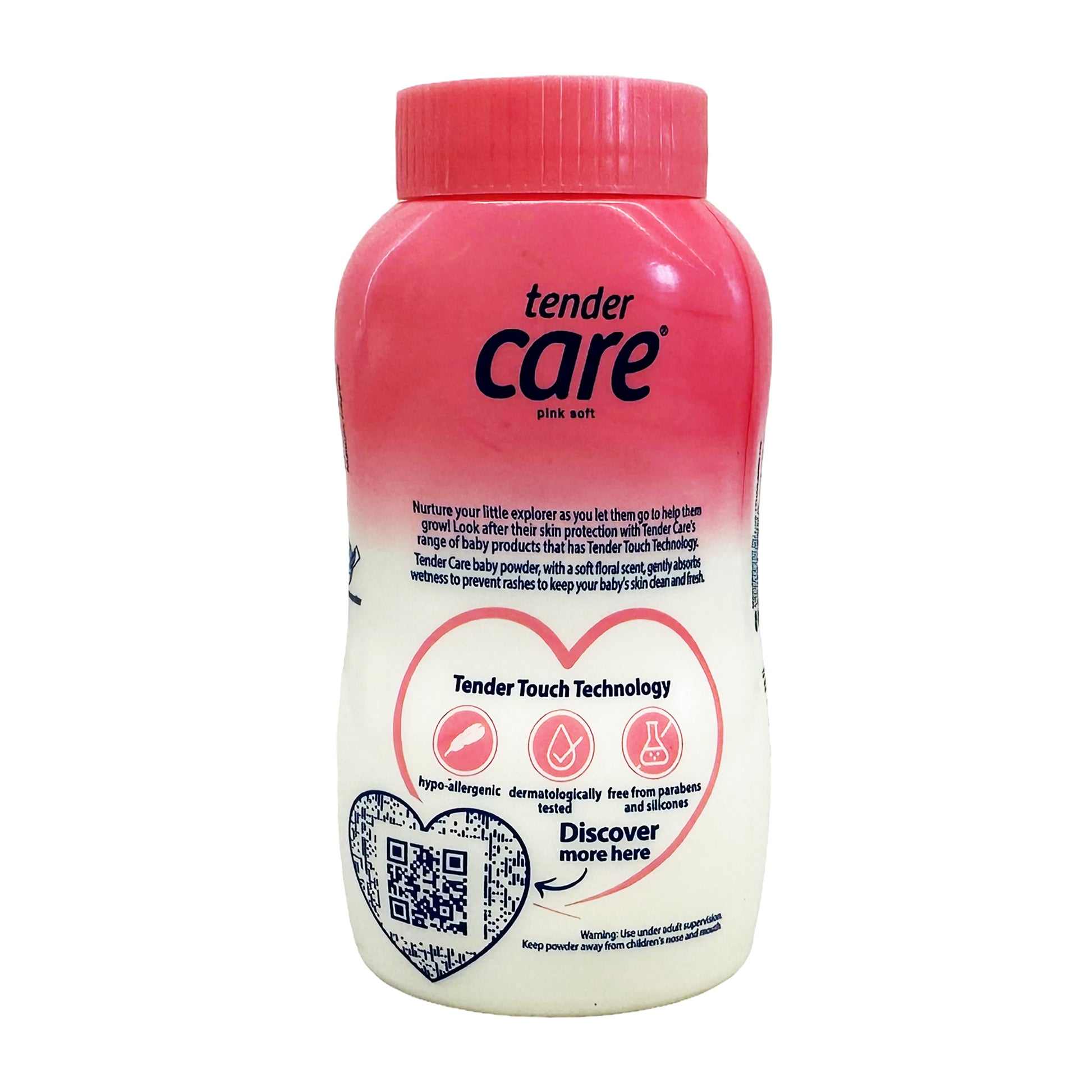 Back graphic image of Tender Care Baby Powder - Pink Soft 3.52oz (100g)
