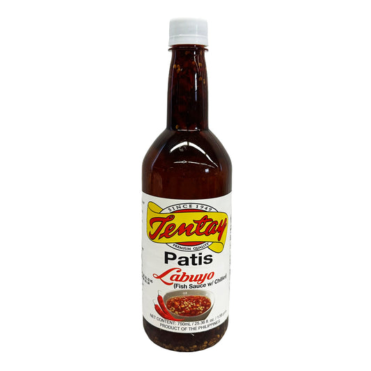 Front graphic image ofTentay Fish Sauce With Chilies - Patis Labuyo 25.36oz (750ml)