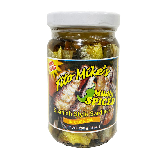Front graphic image of Tito Mike's Spanish Sardines In Corn Oil - Mildy Spiced 8.8oz