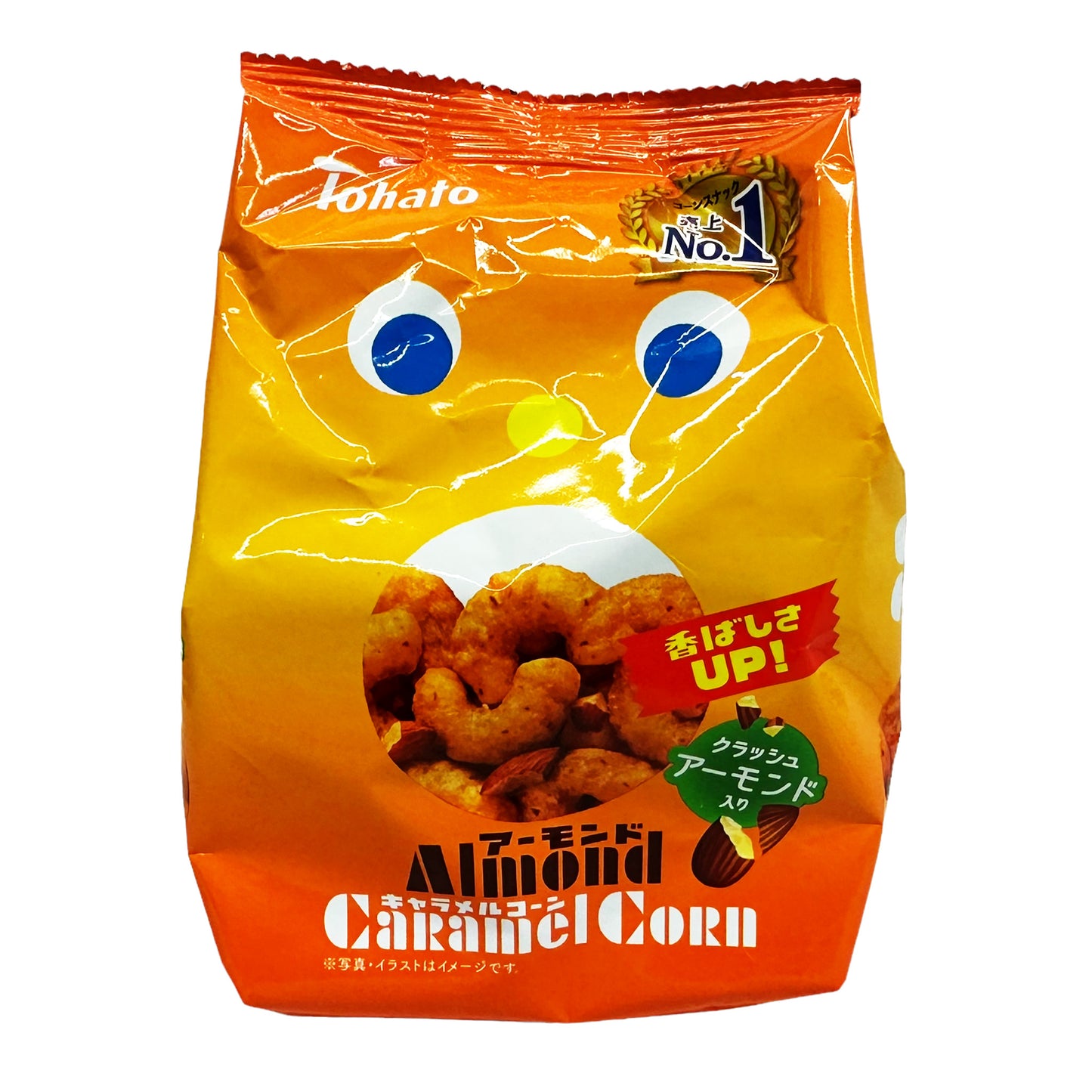 Front graphic image of Tohato Caramel Corn - Almond 2.46oz (70g)