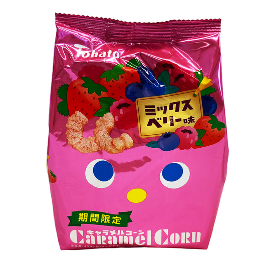 Front graphic image of Tohato Caramel Corn - Mix Berry Flavor 2.57oz (73g)