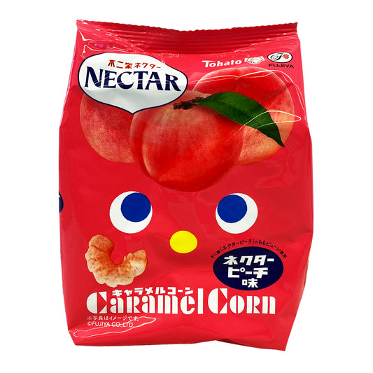 Front graphic image of Tohato Caramel Corn - Nectar Peach 2.39oz (68g)
