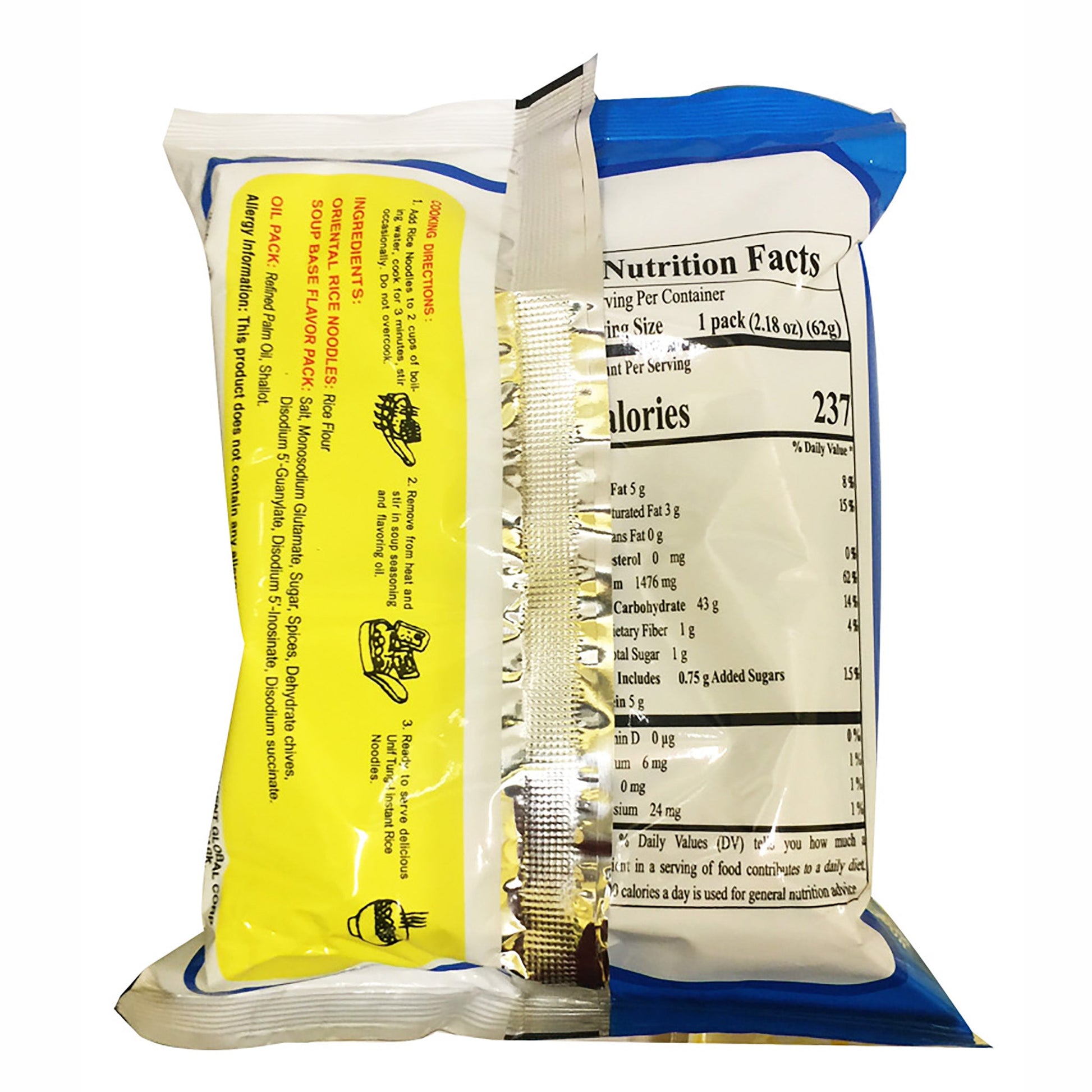 Back graphic image of Tung-1 Instant Rice Noodle Onion 2.18oz