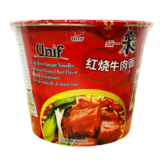 Front graphic view of Unif Bowl Instant Noodles - Roasted Beef Flavor 3.88oz