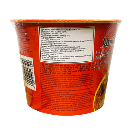 Side graphic view of Unif Bowl Instant Noodles - Spicy Beef Flavor 3.88oz
