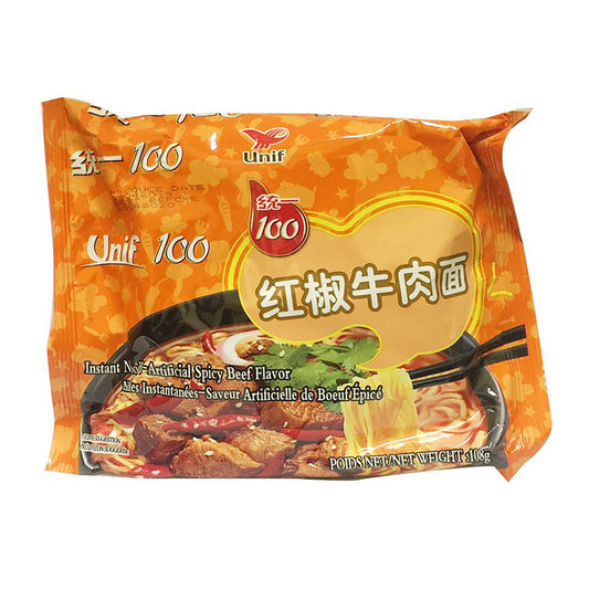 Front graphic image of Unif Instant Noodles - Spicy Beef Flavor 3.8oz - 统一 红椒牛肉面 3.8oz
