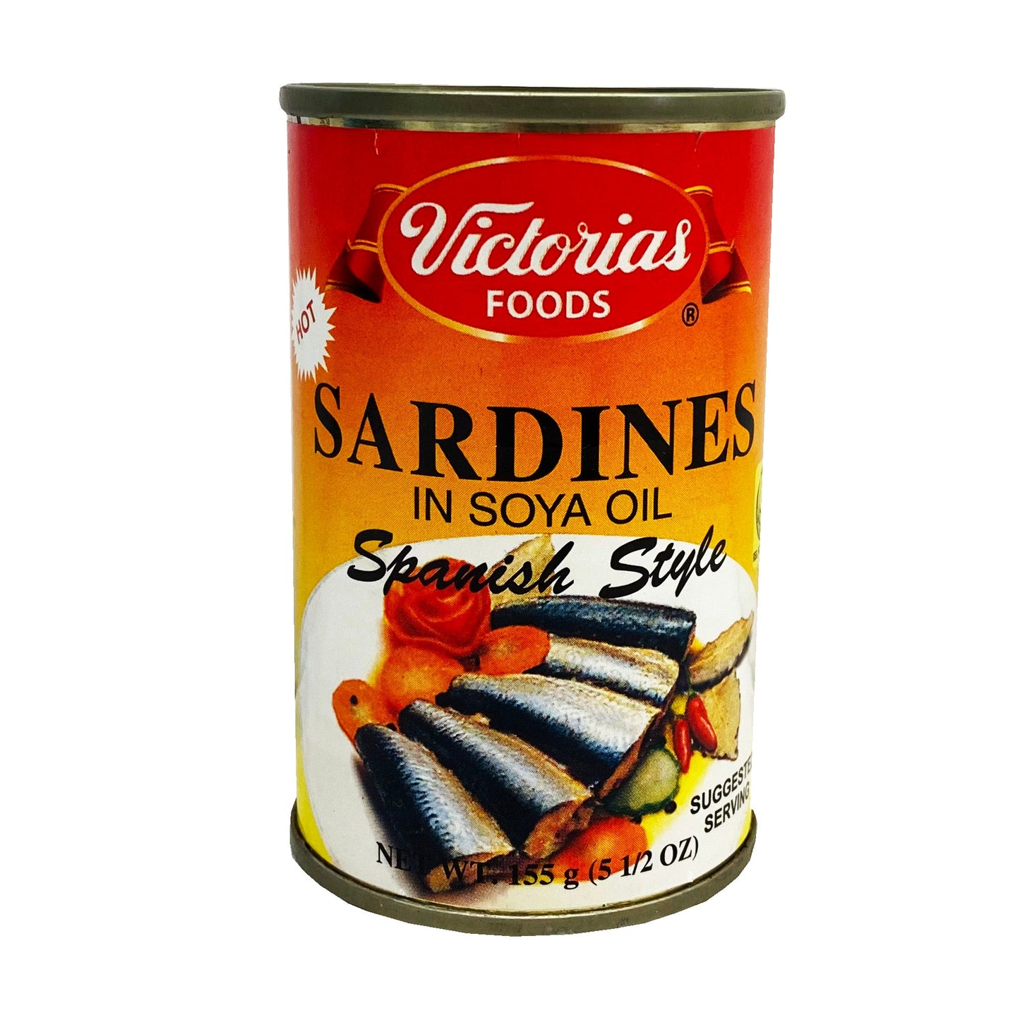 Front graphic image of Victorias Foods Spanish Sardines In Soya Oil - Hot 5.5oz