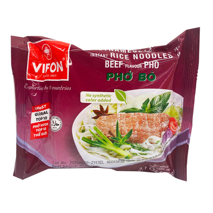 Front graphic image of Vifon Vietnamese Style Rice Noodles - Beef Flavor Pho Bo 2.1oz