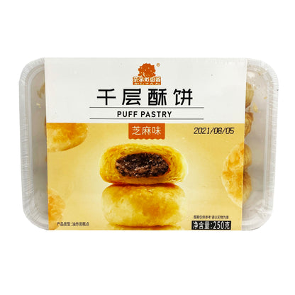 Front graphic image of Voletta Puff Pastry Biscuits - Sesame Flavor 8.8oz (250g) - 果子町园道 千层酥饼 - 芝麻味 8.8oz (250g)