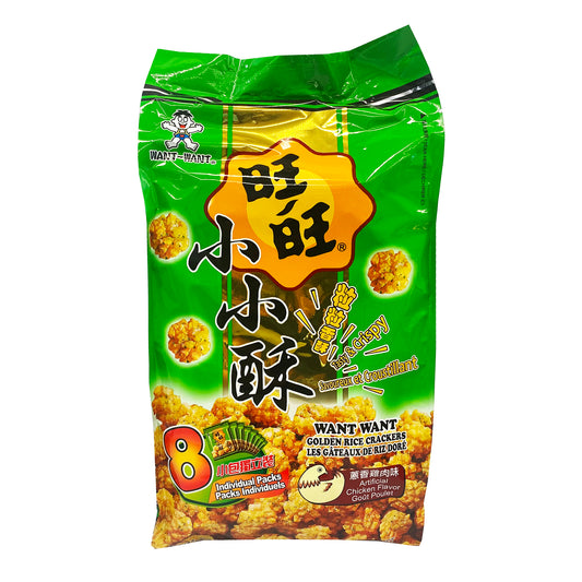Front graphic image of Want Want Golden Rice Crackers - Scallion Chicken Flavor 5.64oz - 旺旺 小小酥 - 葱香鸡肉味