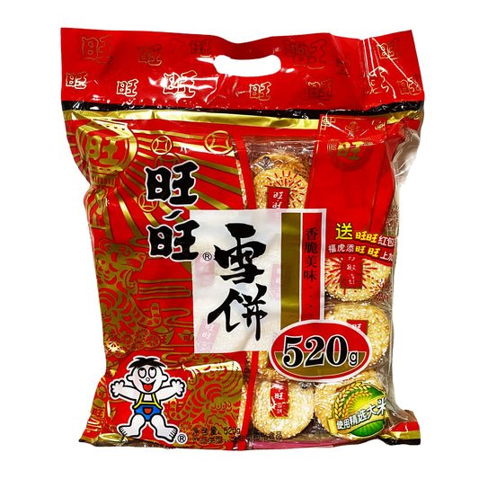 Front graphic image of Want Want Rice Crackers Shelly Senbei  Family Pack 18.32oz - 旺旺 雪饼分享包 18.32oz