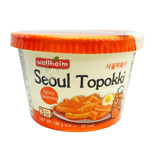 Front graphic image of Wellheim Seoul Topokki - Spicy Carbonara 4.94oz