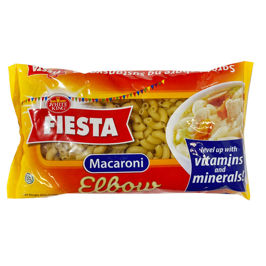 Front graphic image of White King Fiesta Elbow Macaroni Noodles 14.10oz