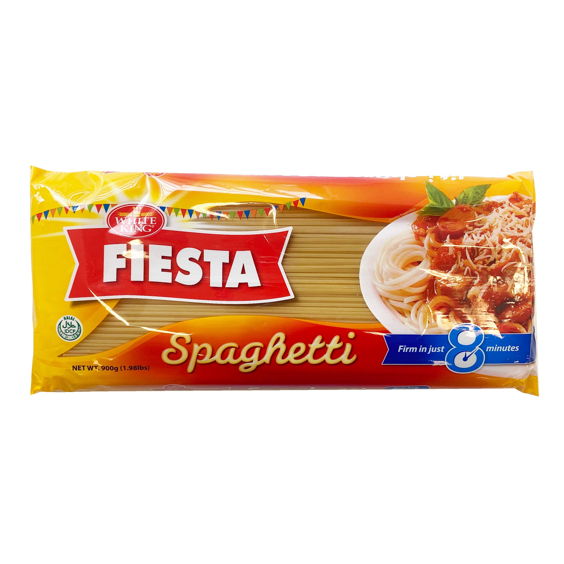 Front graphic image of White King Fiesta Spaghetti Noodles 31.74oz