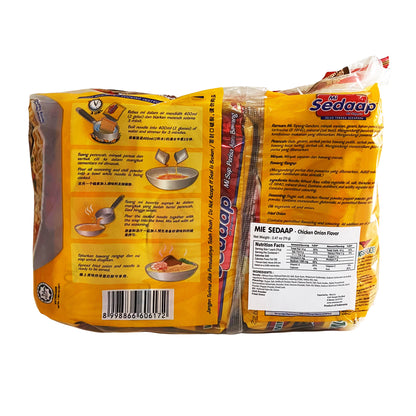 Back graphic image of Wings Food Mie Sedaap - Chicken Onion Flavor 5 Pack 12.35oz (350g)