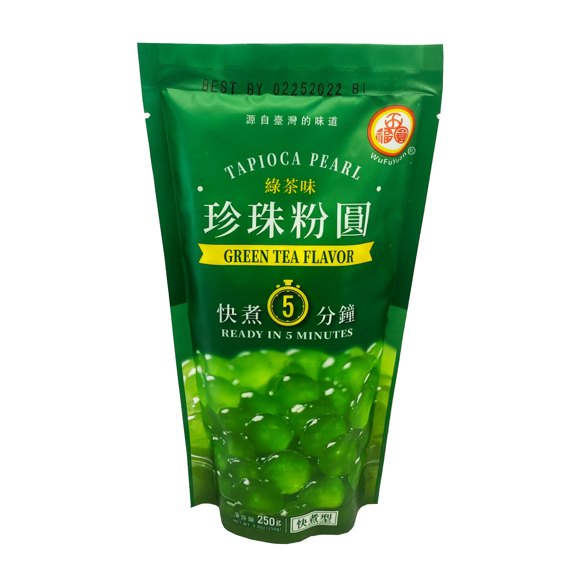 Front graphic image of Wu Fu Yuan Tapioca Pearl - Green Tea Flavor 8.8oz - 五福圆 珍珠粉圆 - 绿茶味 8.8oz