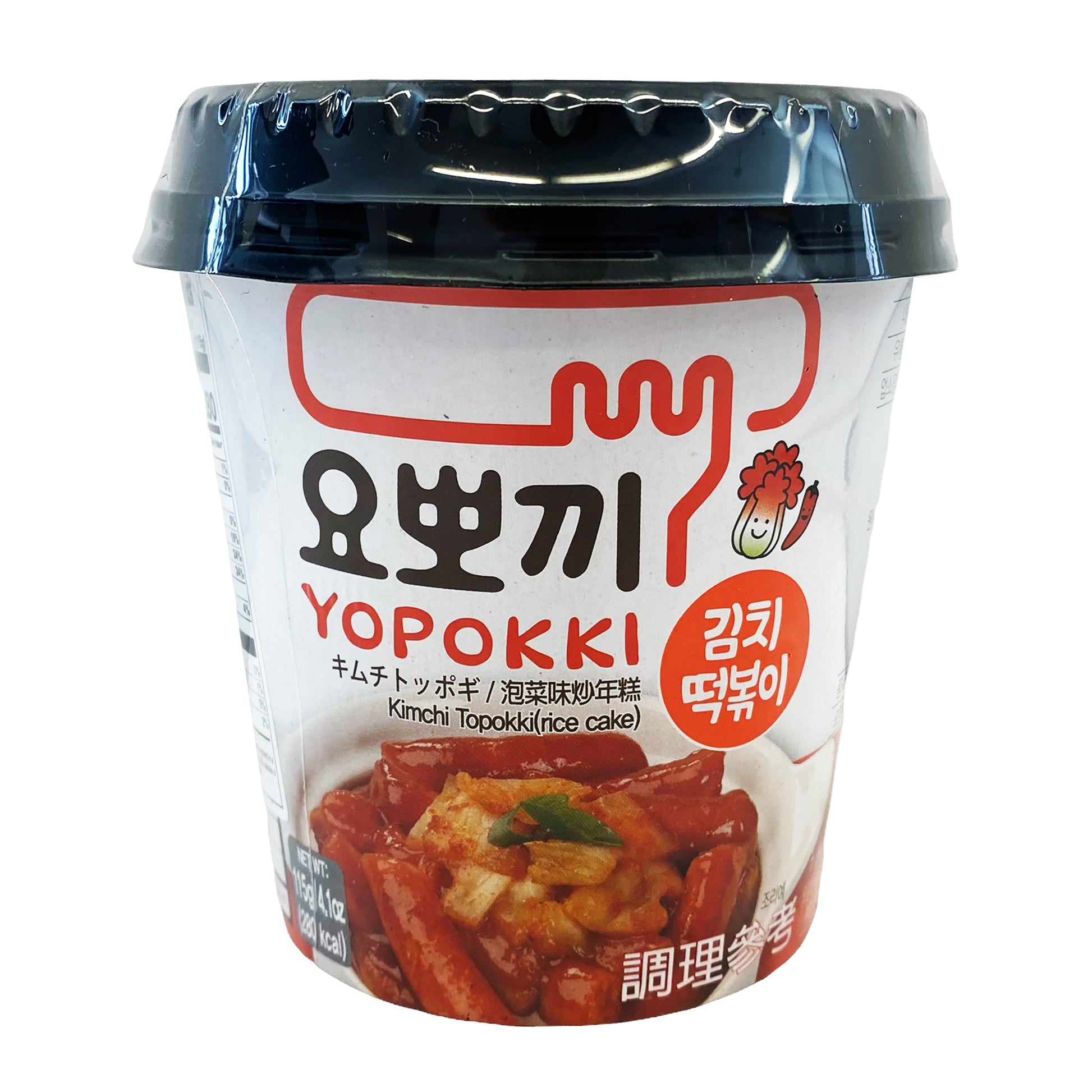 Front graphic image of Yopokki Kimchi Cup Topokki 4.9oz (140g)