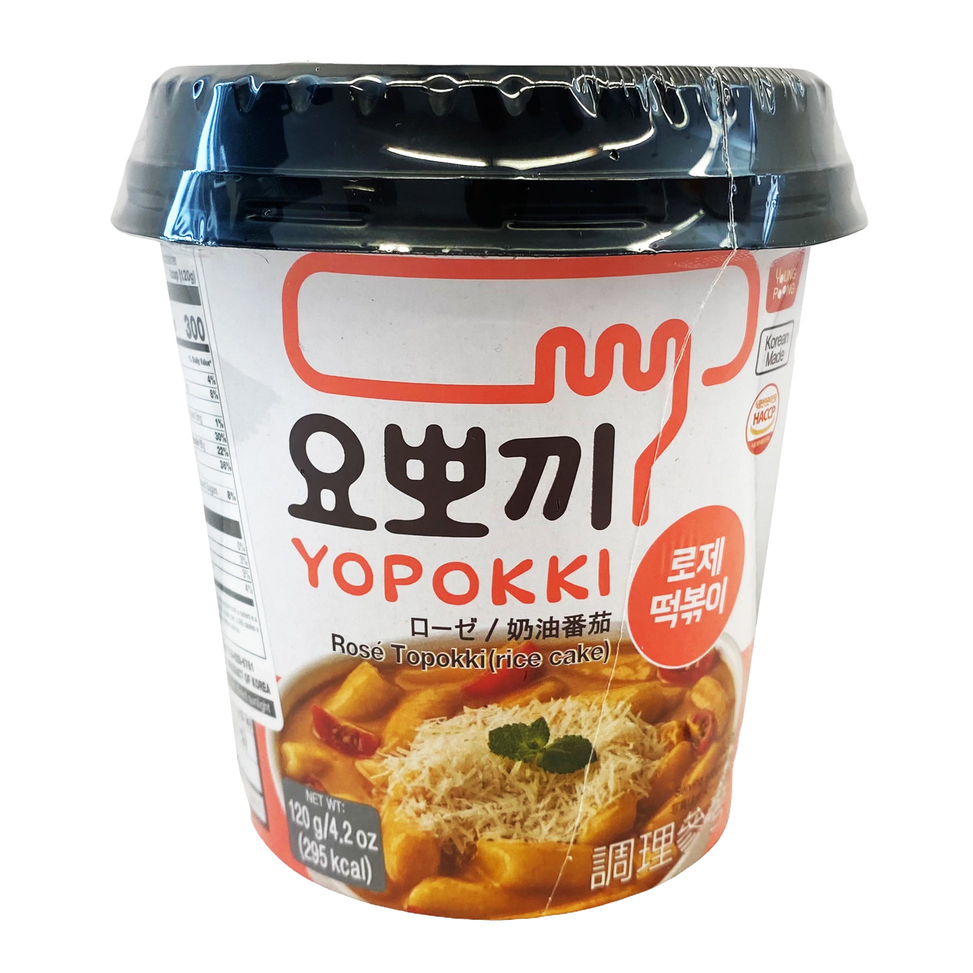 Front graphic image of Yopokki Rose Cup Topokki 4.2oz (120g)