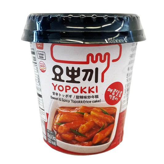Front graphic image of Yopokki Sweet & Spicy Cup Topokki 4.9oz (140g)