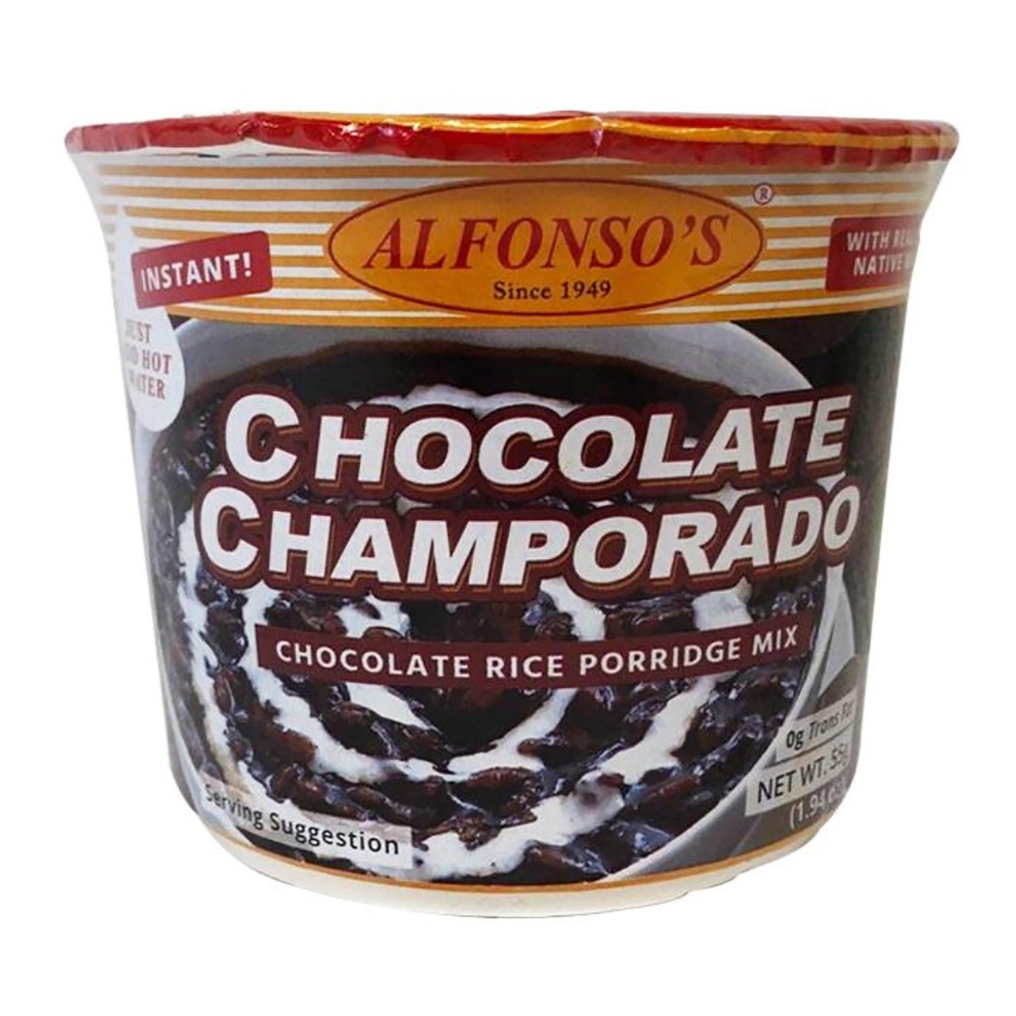 Front graphic image of Alfonso's Instant Chocolate Rice Porridge - Champorado 1.94oz